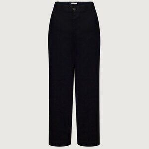 Oak + Fort Black Regular Length Twill Wide Leg Pant Size Medium